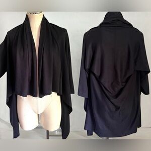 Armani Collezioni Navy Draped Open Front Cardigan Sz M Silk Cotton Cashmere